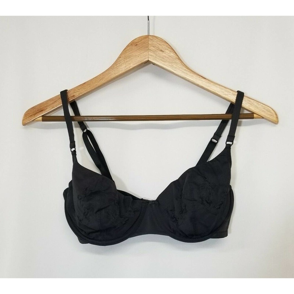 Victoria's Secret Black Embroidered Balconette Bra Size 36D